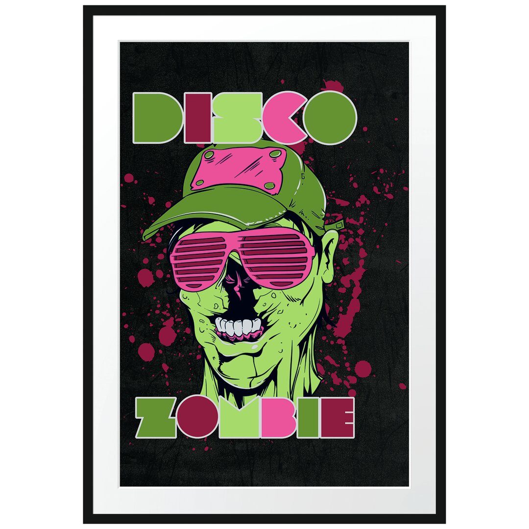 Gerahmtes Poster Disco Zombie Black