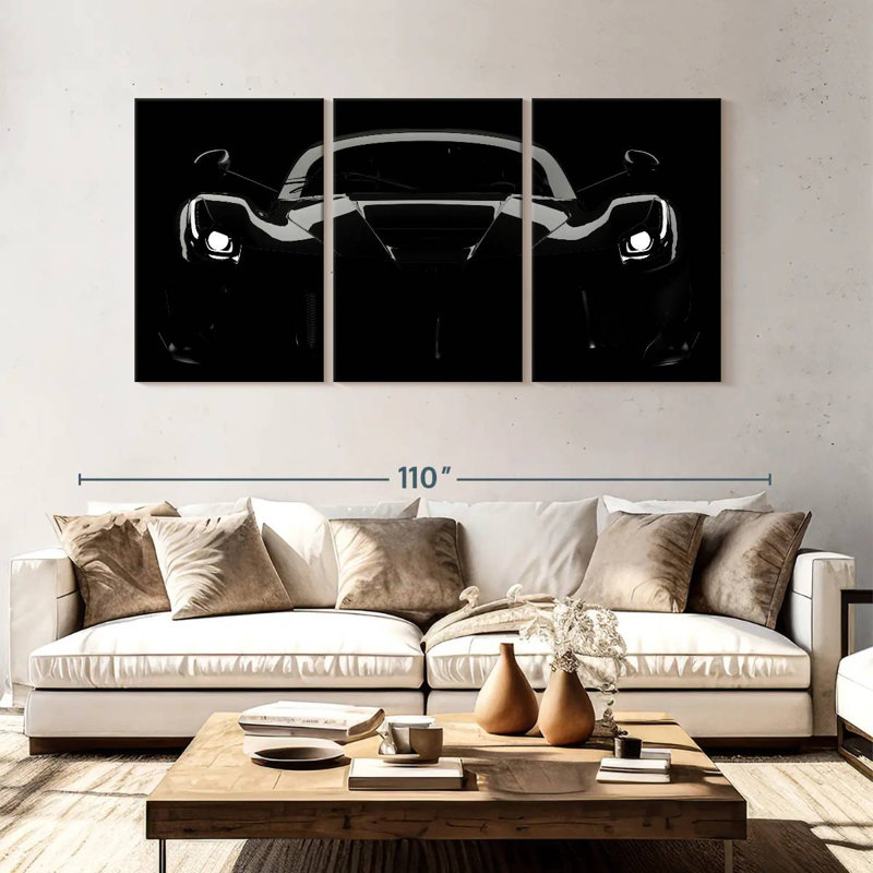 Mehar Silhouetted Black Car, 45" H x 92" W
