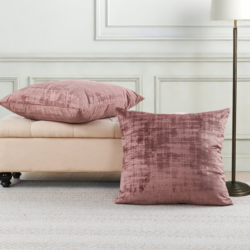 Housse de coussin réversible en velours texturé Euro, Rose fanée