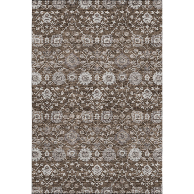 Premium Machine Washable Gurubaksh AMF1155 Floral Rug, Rectangle 9' x 12'