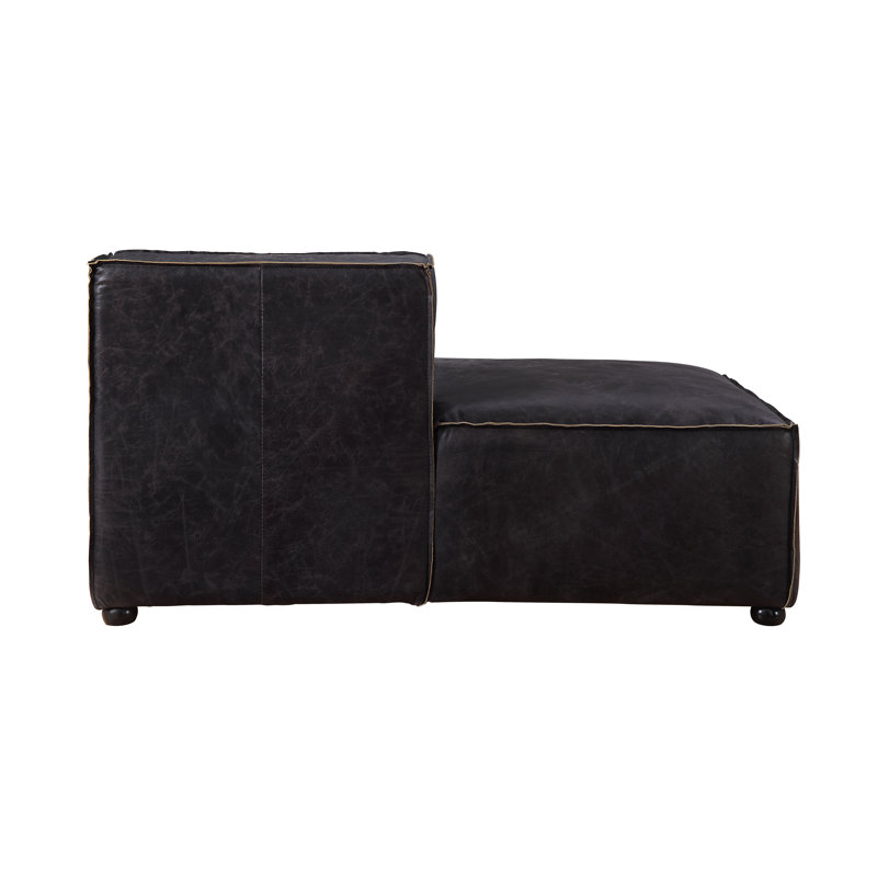 Canapé modulaire en cuir véritable 34 po Abbas, Cuir véritable ardoise antique