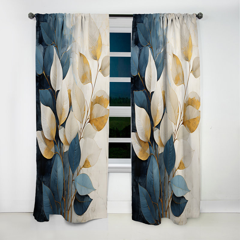Niley - Rideau occultant à motif floral - 1 panneau, L 52 po x L 84 po