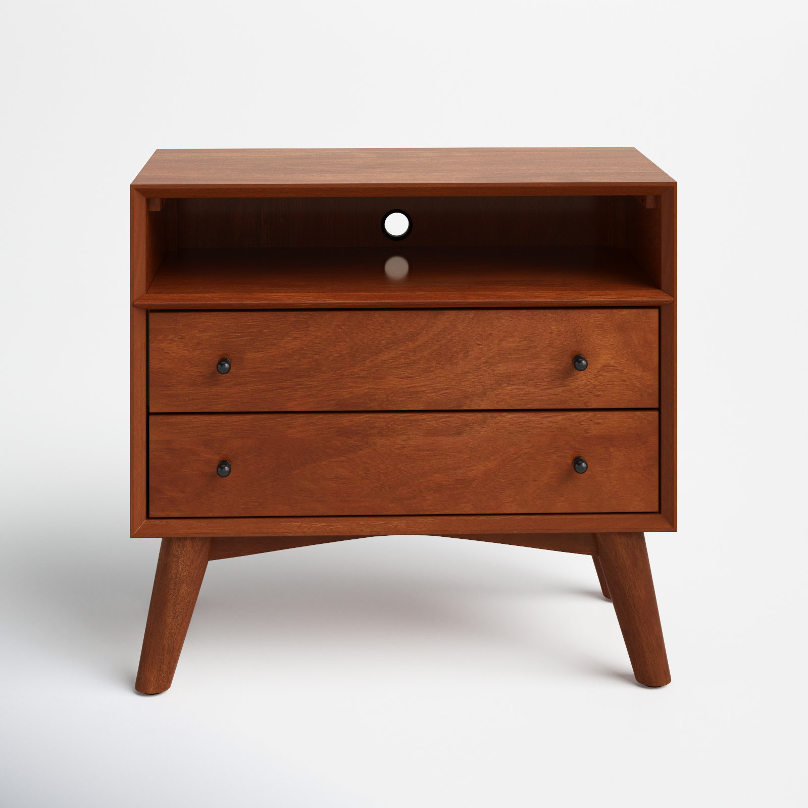 Williams 2 Drawer Nightstand with Shelf Color Acorn