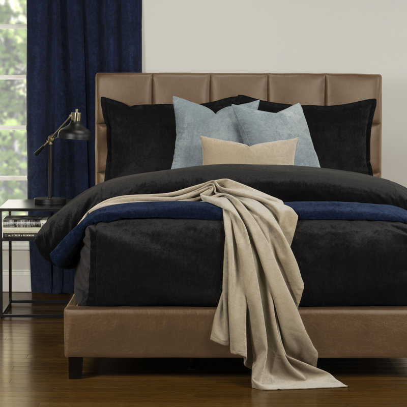Mixology Velvet Bed Cap Comforter Set with Sewn Corners, Full, Night