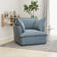 Fauteuil d'appoint et canapé-lit simple en chenille de 38 po de largeur, siège confortable pour le salon et la chambre à coucher, bleu (ensemble de 2)-2041542033