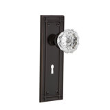 Clear Crystal Interior Mortise Door Knob with Mission Long Plate