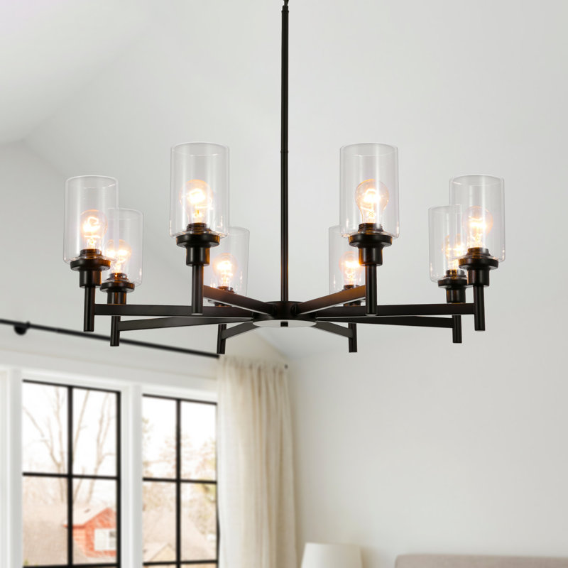 8 - Light Dimmable Wagon Wheel Chandelier