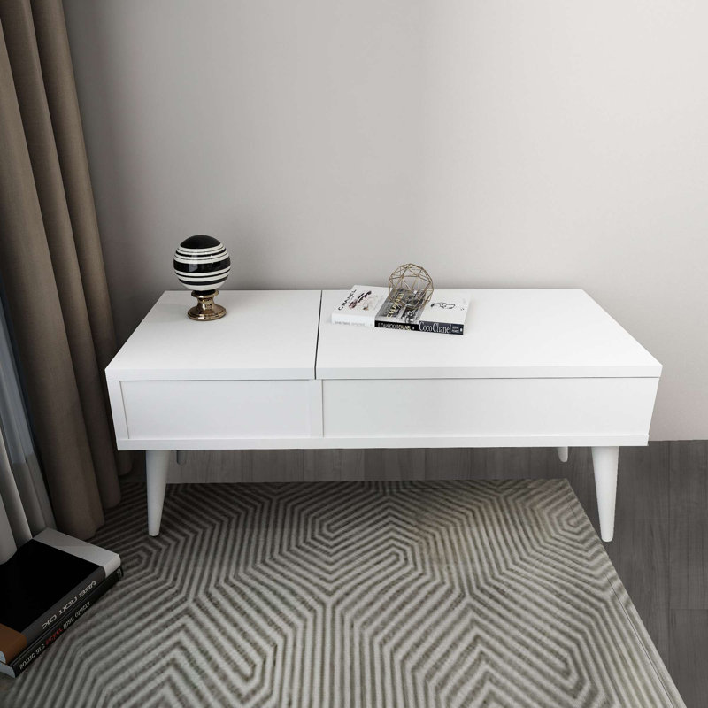 Table de maquillage moderne avec miroir, blanc, 31,3 po x 13,8 po x 31,1 po | 100% panneau de particules enduit de mélamine, épaisseur: 0,7 pouce | Design scandinave, élégant et fonctionnel pour les espaces de maison et de coiffeuse