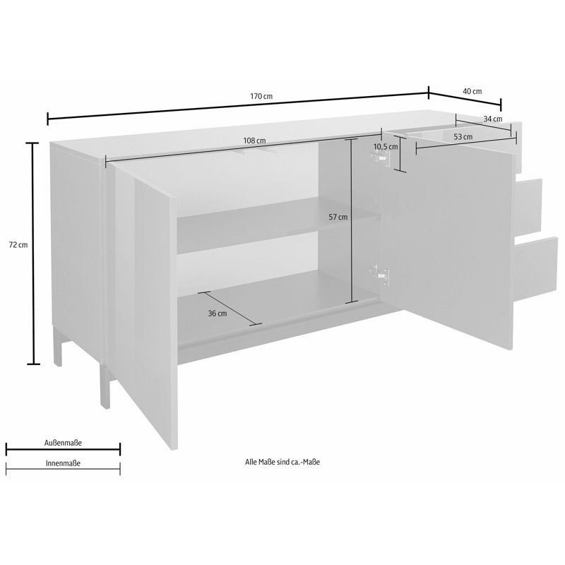 Biamonte 170cm Sideboard, White