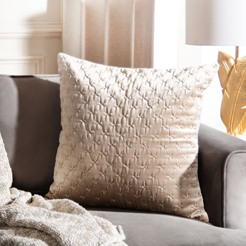 Deana Square Pillow Cover & Insert, Beige
