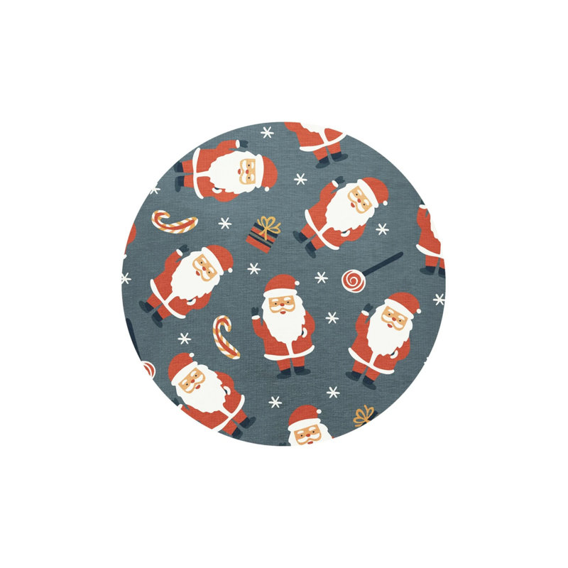 Christmas Themed Santa Claus Patterned Modern Woven Base Round Decorative Carpet, Round 3'4"