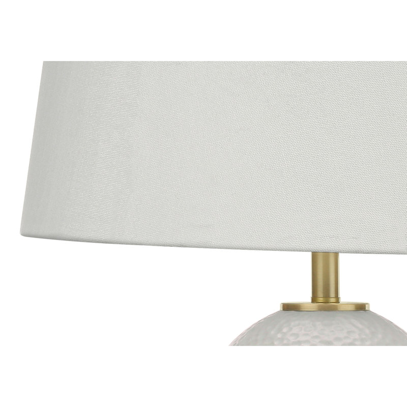 Lighting, h 26 po, lampe de table, céramique blanche, abat-jour, transitionnel