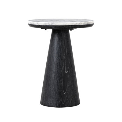  Otterburn 20"Tall Modern Round End Table With Genuine Marble Top And Oak Veneer