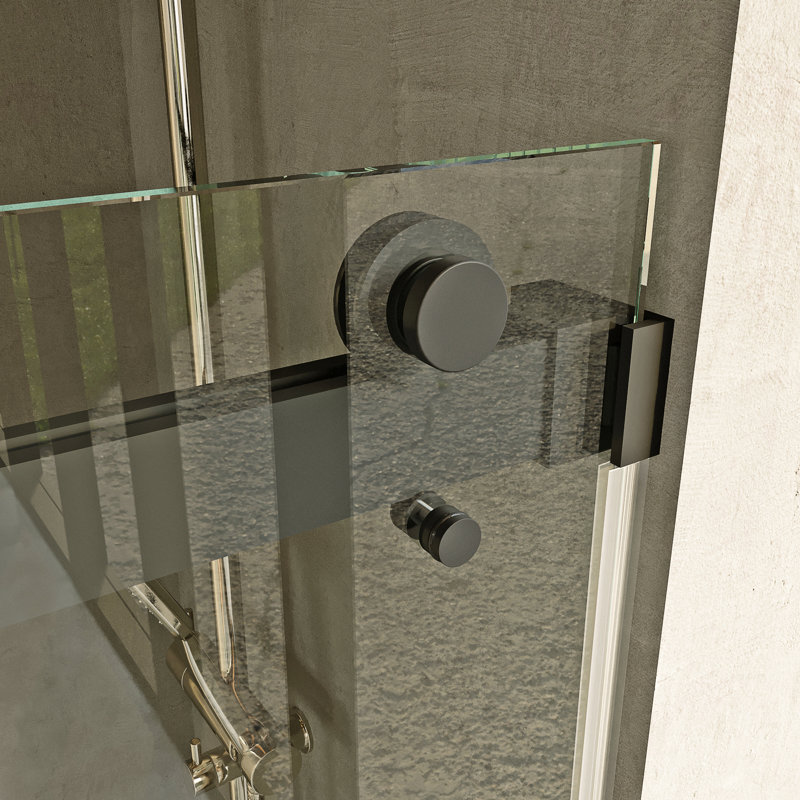 Opal Mirage MCOCOD 72" W x 76" H Double Smooth Sliding Shower Door with 3/8"(10mm)Clear Glass, Black