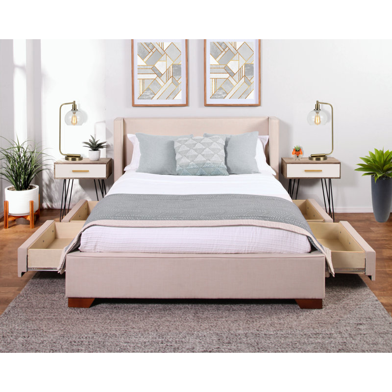 Wayde Upholstered Storage Bed, Queen, Brown