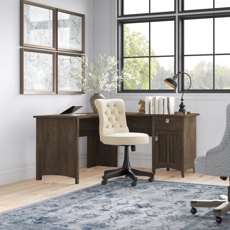 Ozro L-Shaped Executive Desk, Ash Brown