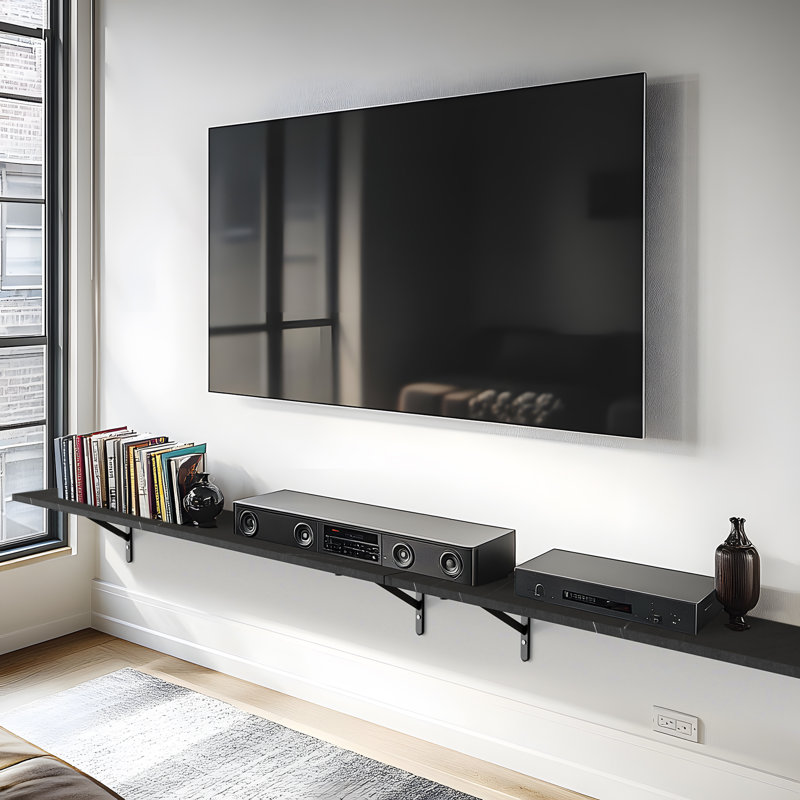 55Inch Cipolla For Wall 10" D X 55" W Set Of 2, Cloud Atlas/Black Marble, Cloud Atlas, 55'' W X 10'' D