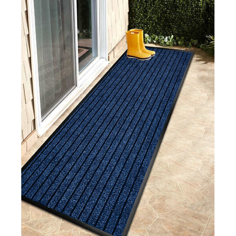 Non-Slip Indoor Outdoor Door Mat, Blue, Rectangle 60 x 180 cm