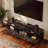 Selene Slatted Media Console With LED Lighting, No Assembly Required-1911106263-1898746637