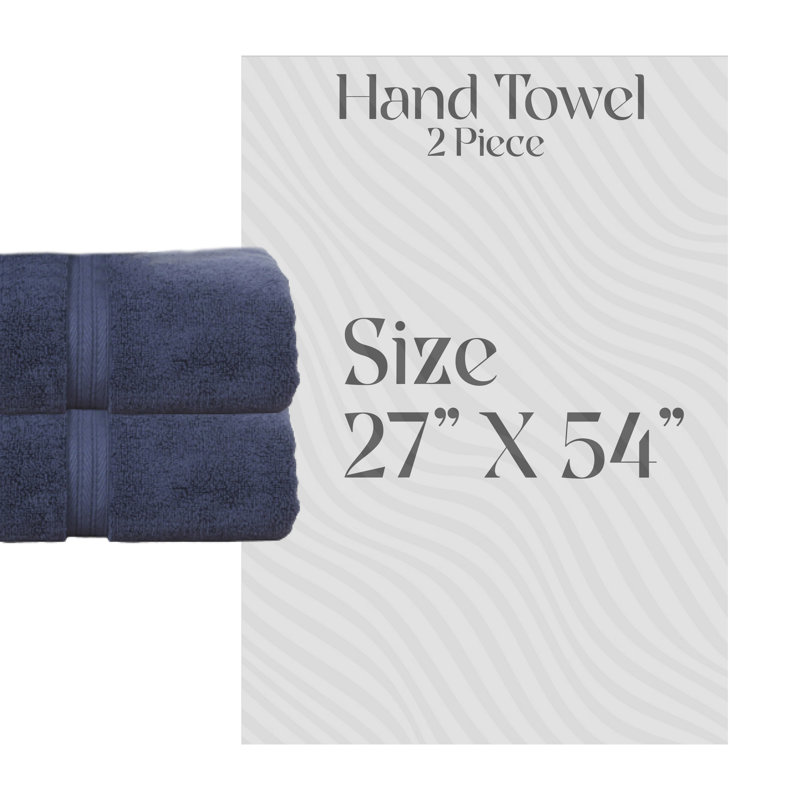 Elegance Essentials 550GSM 100% Cotton Zero Twist Super Absorbent Bath Towel (Set of 2) - 27"x54", Navy