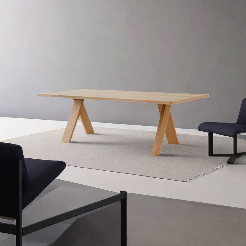 Menides Ash Solid Wood Dining Table, Burly Wood, 27.56" W x 55.12" L