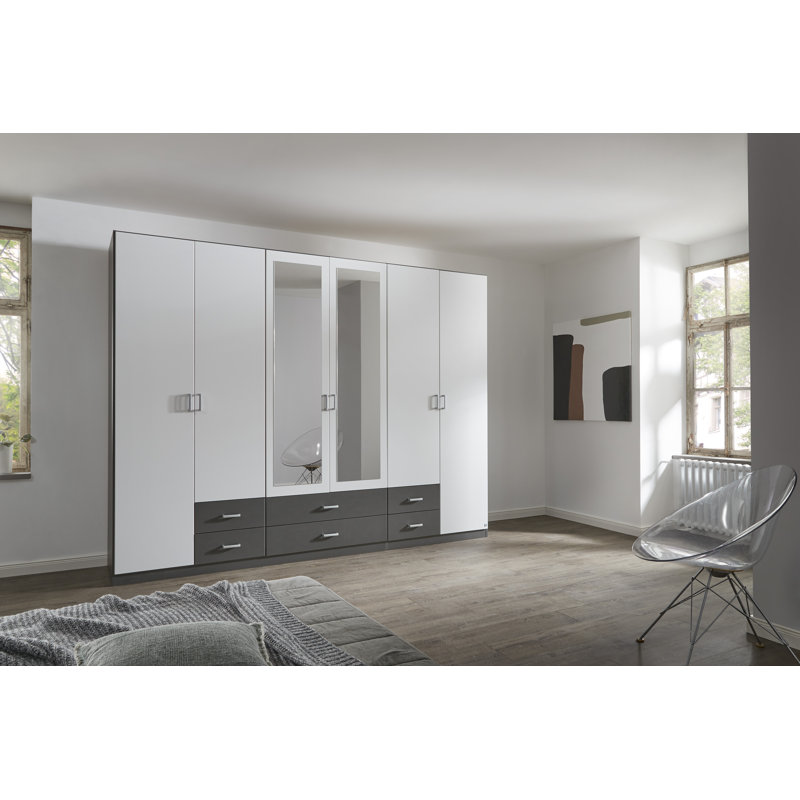 Gamma 6 Door Wardrobe, White/Grey
