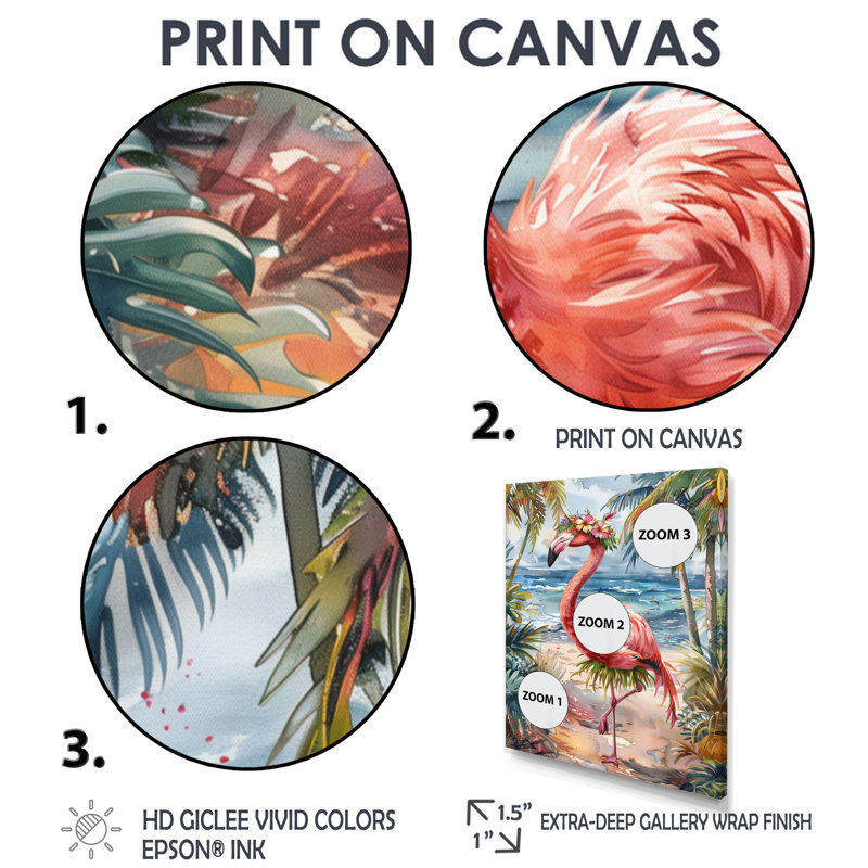 Décoration murale flamant rose dansant à Aruba - Flamant rose, H 32 po x l 24 po x P 1 po