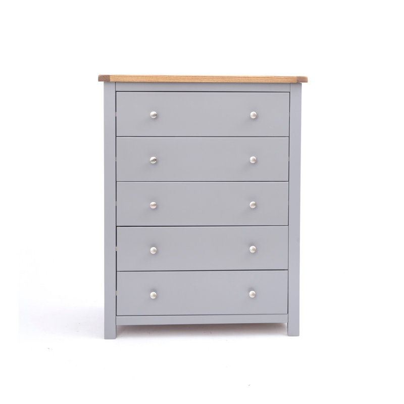 Miltona 90cm W 5 - Drawer Chest of Drawers, Grey/Chrome