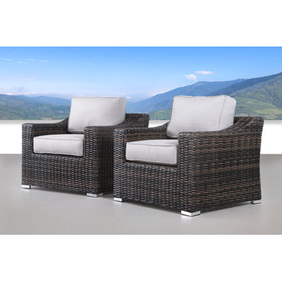 Dayse 33" W HDPE Wicker Outdoor Armchairs with Sunbrella Cushions
