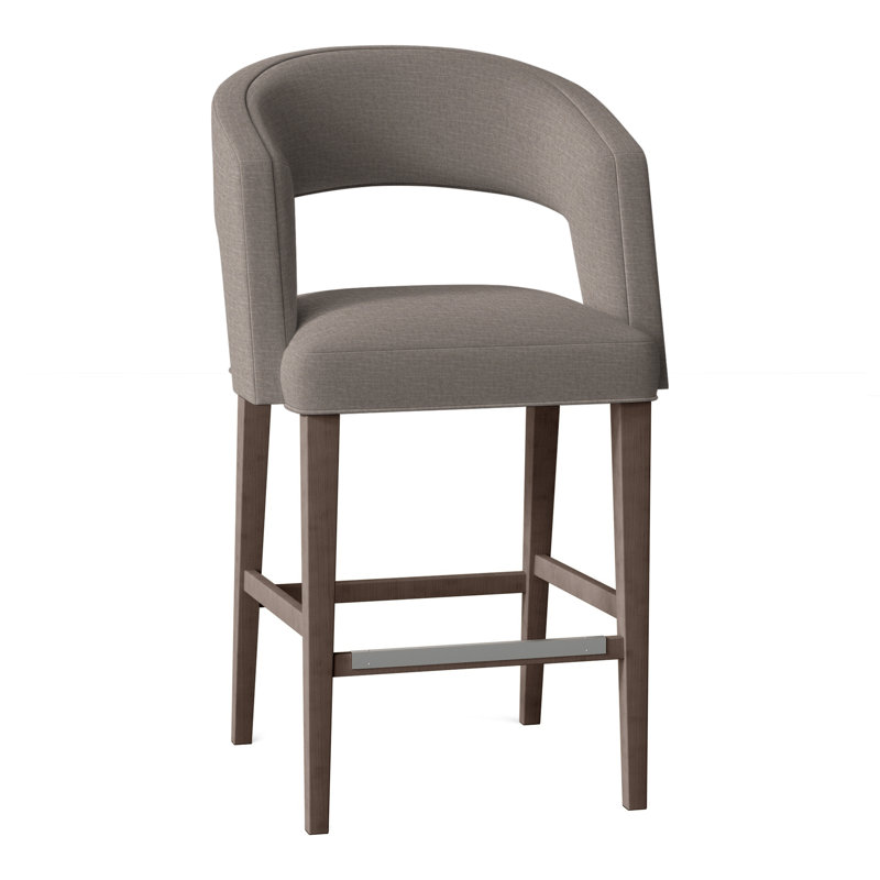 Bryant Upholstered Stool with Solid Wood Frame, Perigold Montage Cinder, Hazelnut