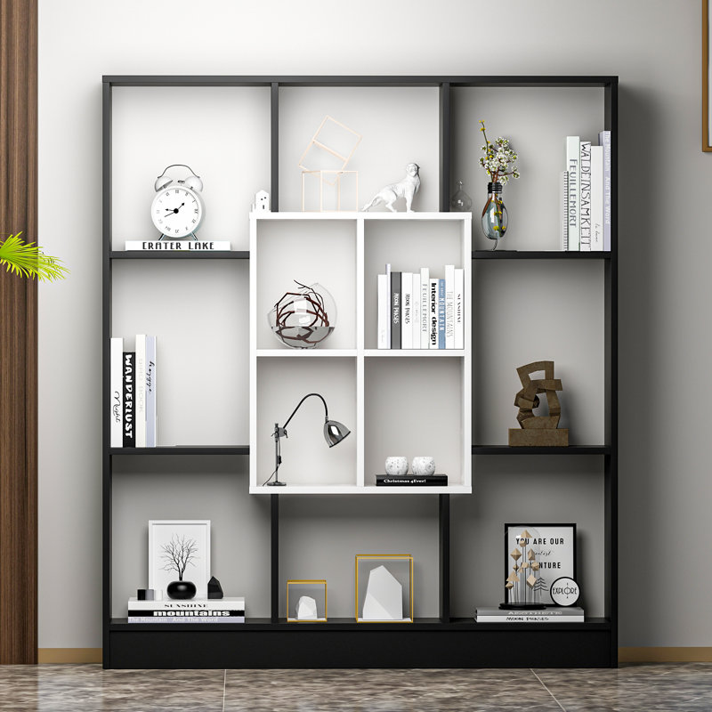 Rosenstein 151.8cm H x 135cm W Standard Bookcase, Black/White