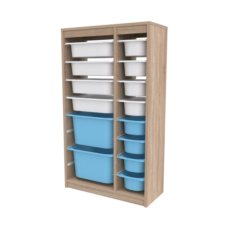 Multi Purpose Cabinet, Beige/White/Blue, 44.2" H x 27.2" W x 11.7" D