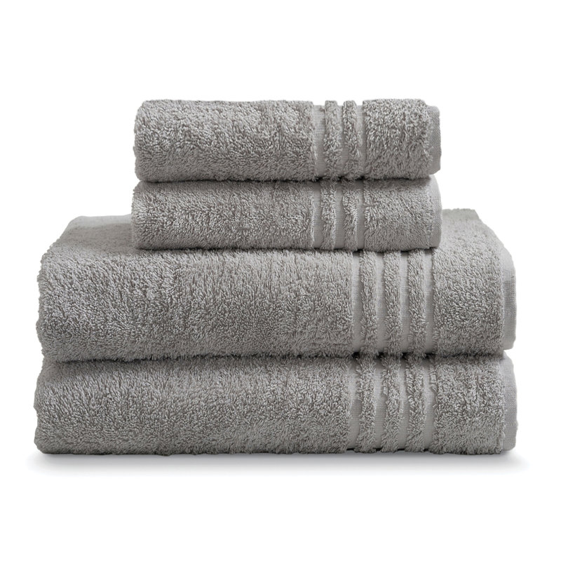 Ensemble de 4 serviettes en coton pour le corps et la main, Argent