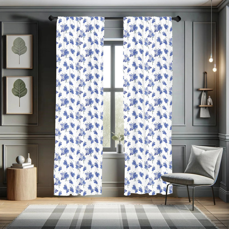 Floral Semi-Sheer Rod Pocket Curtain Panels, 28" x 84"
