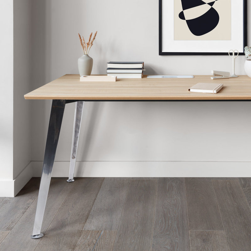 Office Desk, 30" H x 48" W x 24" D, Woodgrain, Mirror