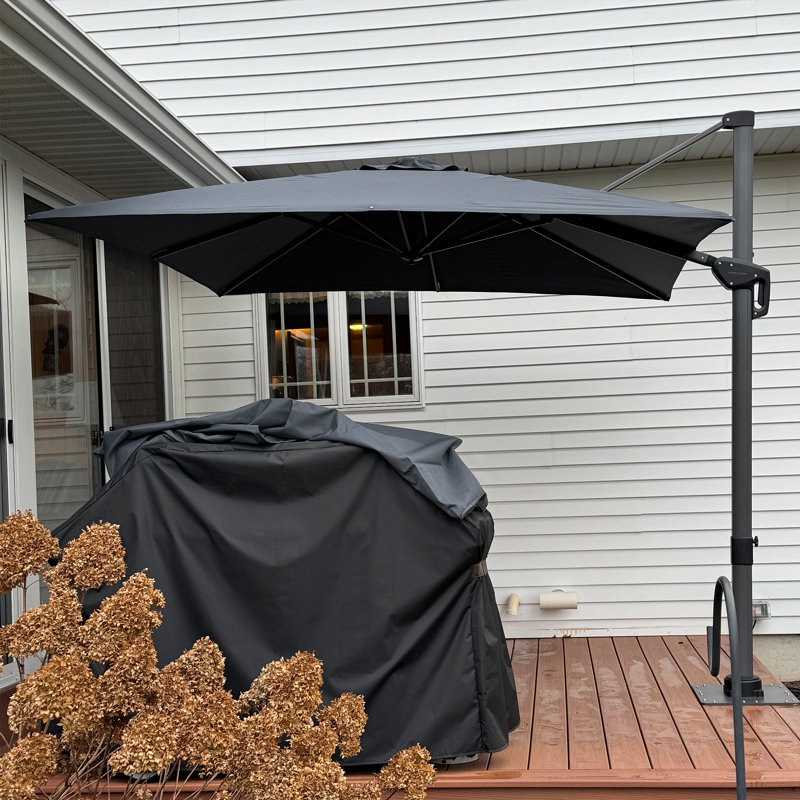 Parasol en porte-à-faux carré gris 120 po, L 120 po x P 120 po, Gris