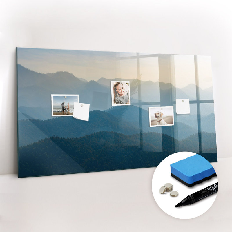 Magnetic Memo Board Whiteboard - 120 x 60 cm - With Marker and Magnets - Landscape abstraction