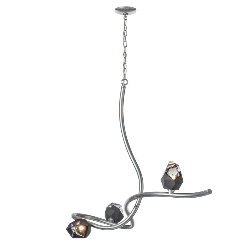 Glacier 3 - Light Unique/Statement Modern Linear Chandelier, Black, Sterling