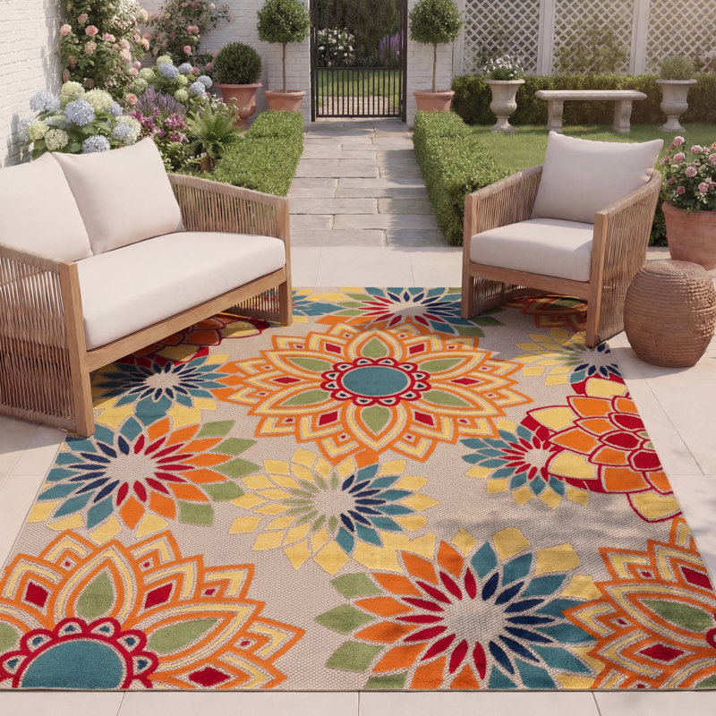 Stephine Performance Floral Indoor/Outdoor Area Rug, Rectangle 8' x 10'