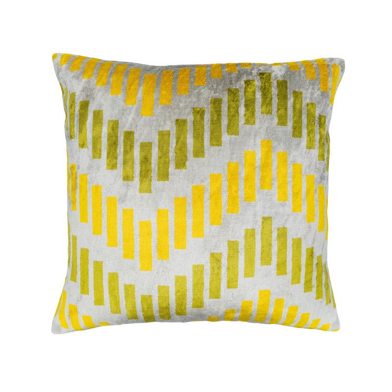 Oreiller en velours de soie vert Jackk Ikat, 20 po x 20 po