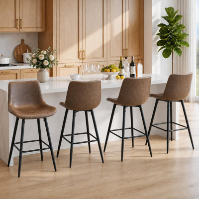 Ensemble de 4 tabourets de bar pour comptoir de cuisine de 99 à 109 cm, sièges confortables et élégants