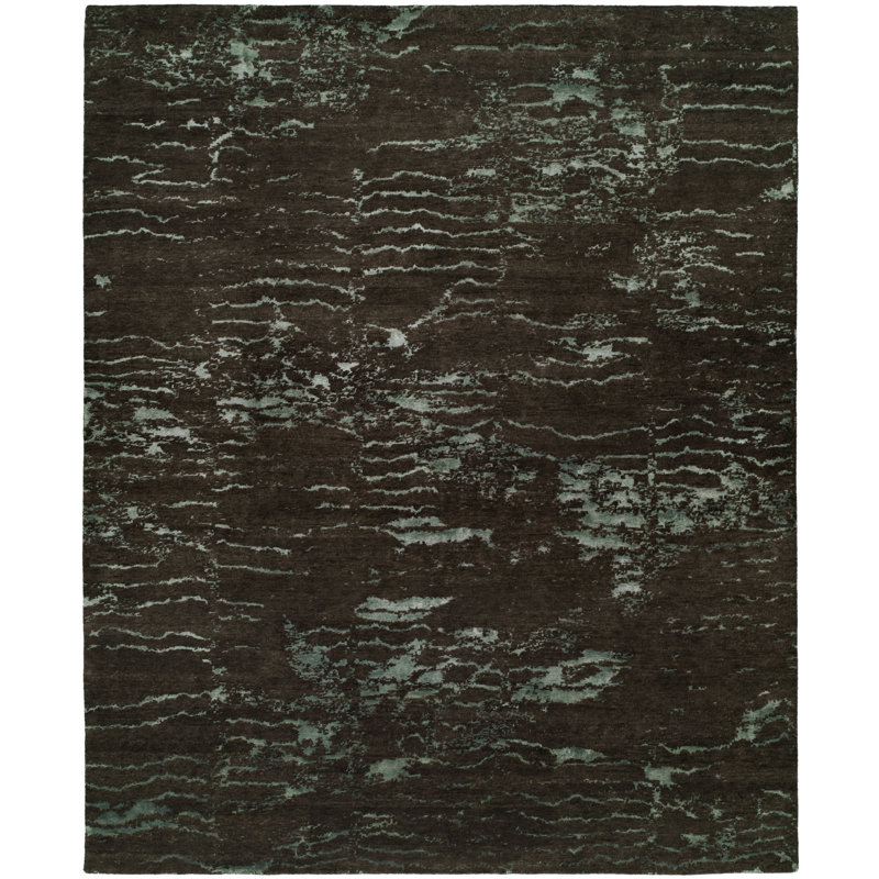 Abstract Area Rug in Brown, Rectangle 2' x 3'