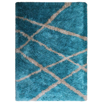 Tapis en polyester à poils longs touffeté à la main Akyrie