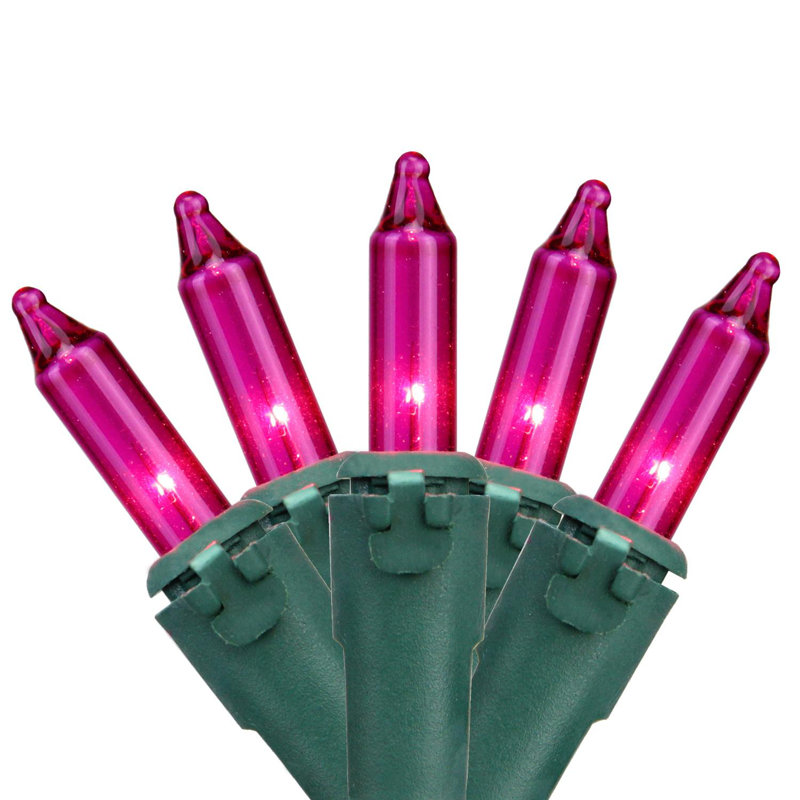 Ensemble de 50 mini lumières de Noël 50 fils, Rose/vert