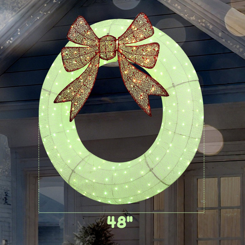 Décoration de couronne lumineuse avec DEL bicolore, couronne de Noël de 48 pouces avec minuterie quotidienne, télécommande