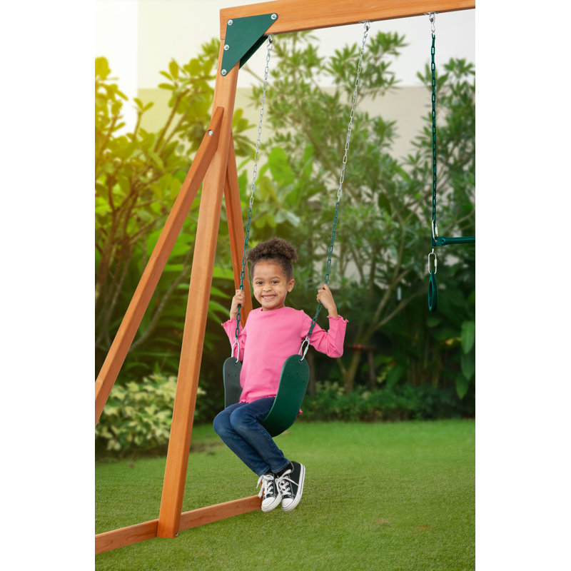 Trailside Wooden Swing Set, Green
