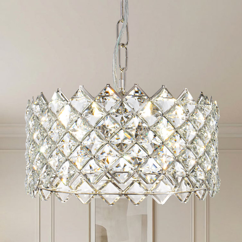 Lustre à 4 lumières pour salle à manger, plafonnier avec abat-jour en cristal K9, H 39,3 po x l 15,5 po x P 15,5 po