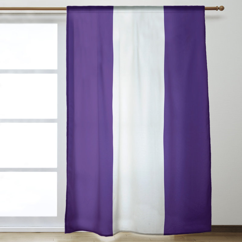 Sateen Room Darkening Curtain Single Panel, Purple/White