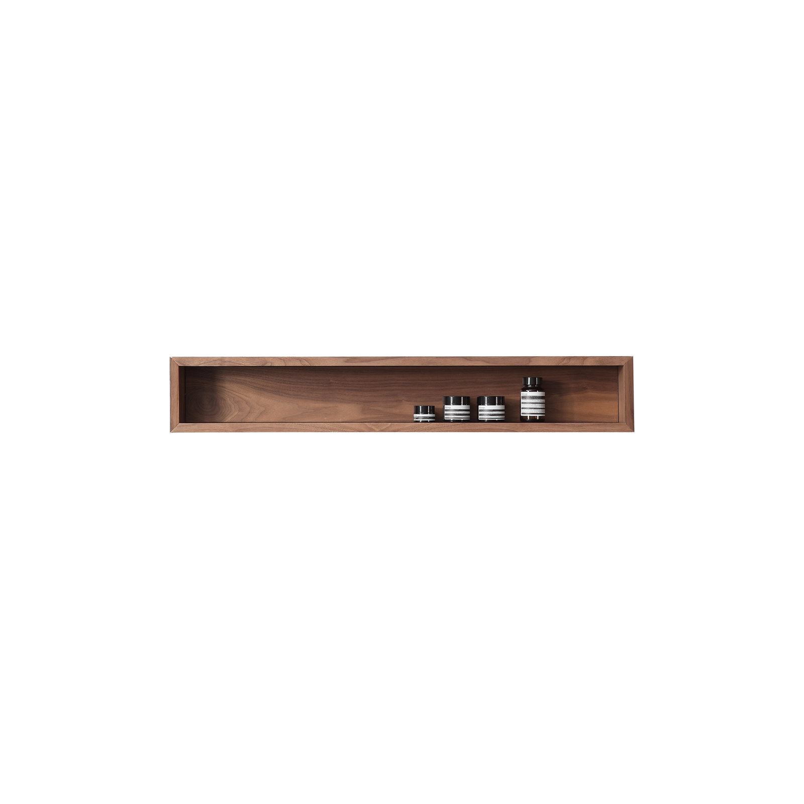 Natural Wood Wall-Mounted Bathroom Shelves, Walnut