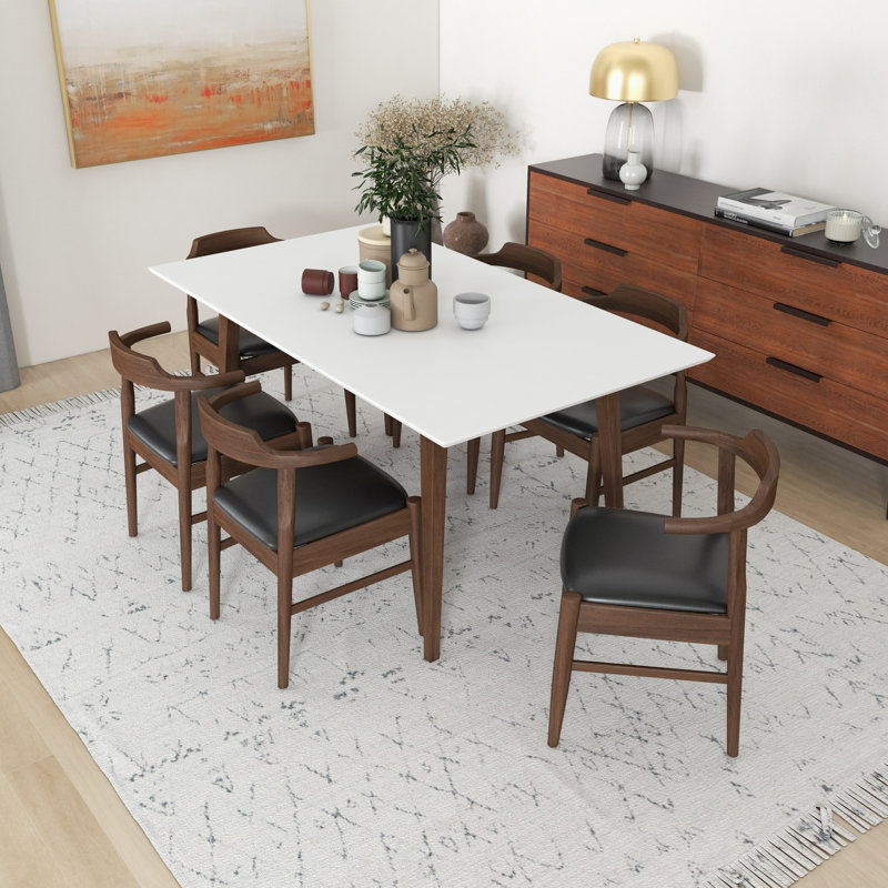 Bonnielee 6 - Person Solid Wood Top Four Leg Base Dining Set